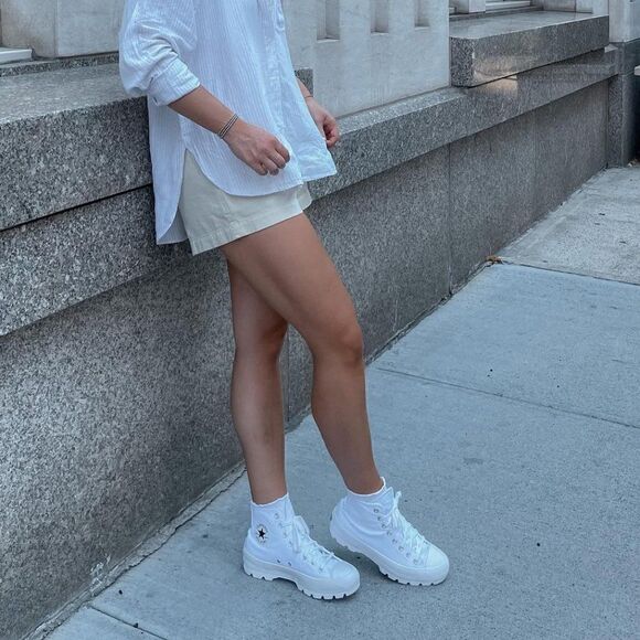 Converse Chuck Taylor All Star Lugged Hi-Top 2.0 Shoes in All White Canvas - Picture 11 of 11